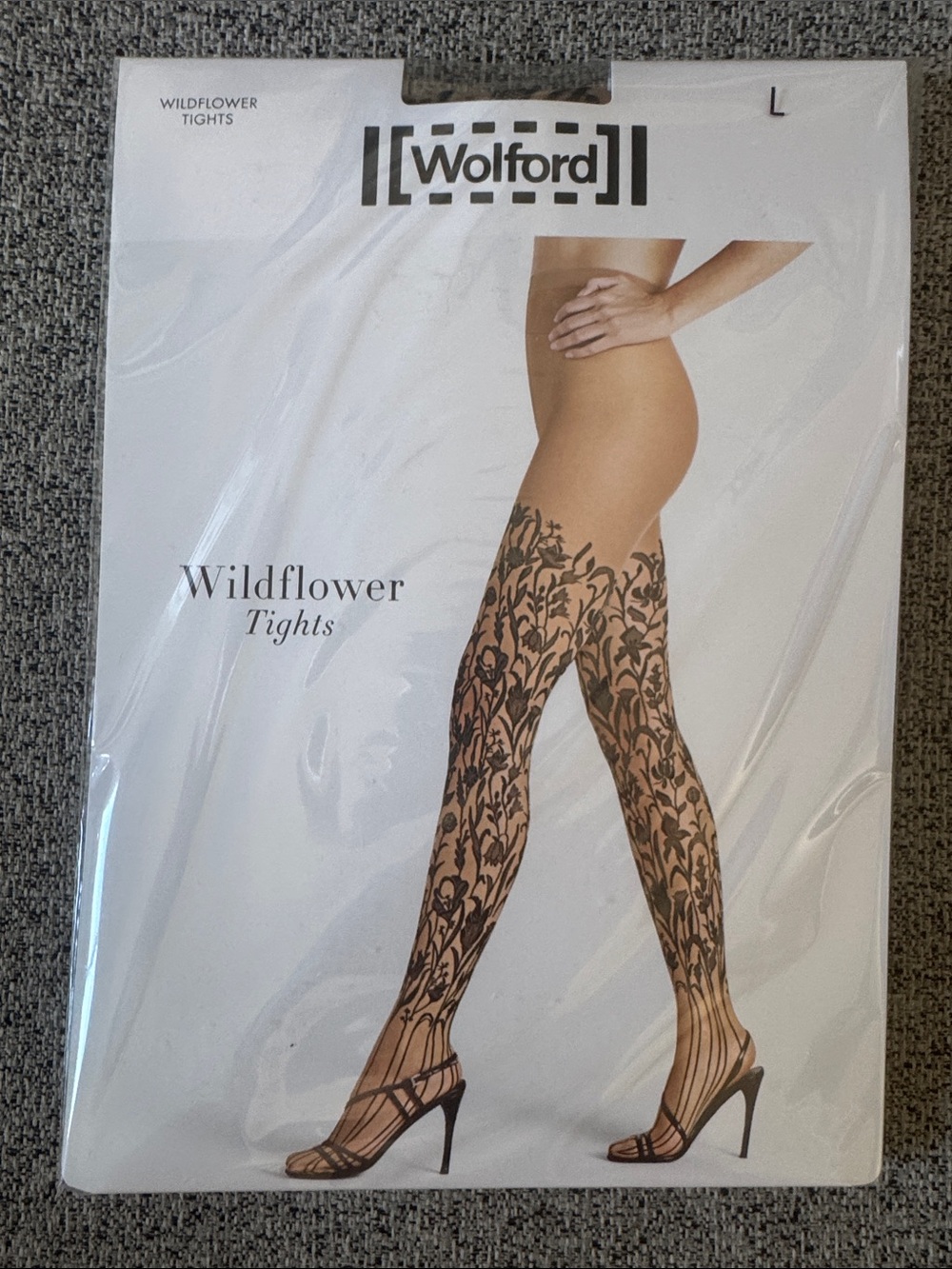 Wolford Wildflower Patterned Tights in Black and Gobi